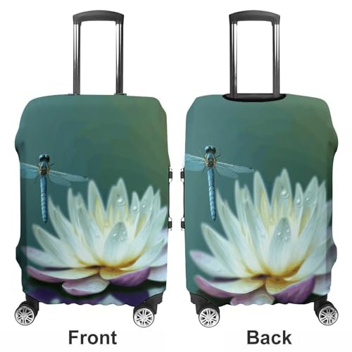 Dragonfly with Water Lily Luggage Cover Dustproof Travel Suitcase Cover Elastic Suitcase Protector XL Luggage Sleeves Fit 19-32 Inch Luggage，XL3