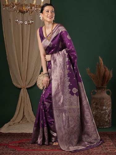 Image of AKHILAM Women's Kanjivaram Pure Soft Silk Saree For Women Saree With Unstitched Blouse Piece |Soft banarasi saree for women|silk saree pure silk