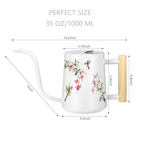 Image of Watering Can Indoor Plants, 35oz Small Stainless Steel Metal Watering Can Modern Decorative Watering Pot with Long Spout for Indoor House Plant Bonsai Garden Flowers (White 1)