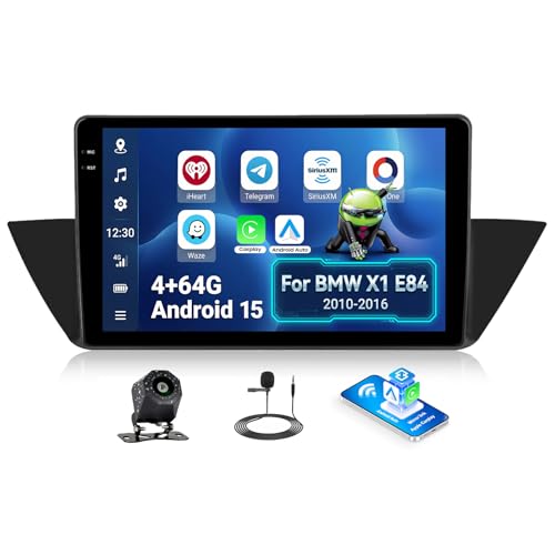 CAMECHO 4+64G Android 15 Navi Autoraido für BMW X1 E84 2010-2016 mit Rückfahrkamera, 10 Zoll Wireless Carplay Android Auto Bluetooth Radio mit GPS WiFi FM/RDS Mirror link+Canbus...