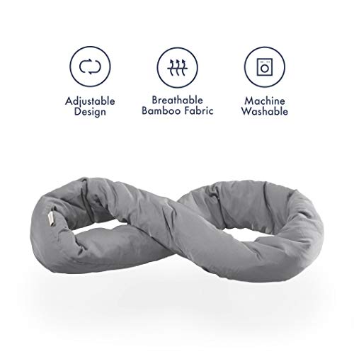 Huzi Infinity Pillow - Almohada de Viaje, Almohadas Cervicales para Viajes Almohada diseñada para Siestas Cortas, Viajar y para el Cuello (Gris)