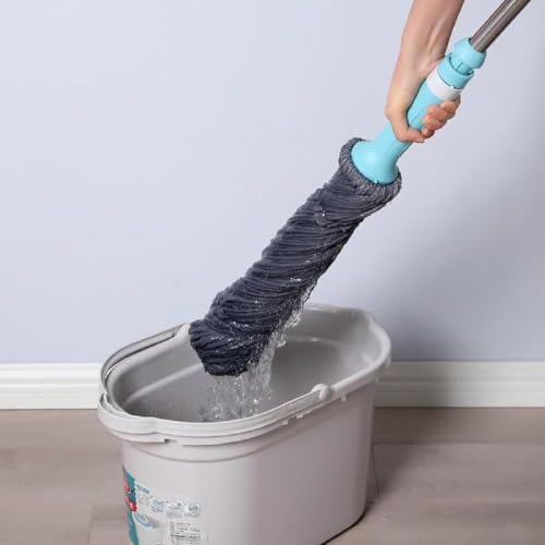 Image of Twist Mop with Long Handle | Super Absorbent Microfiber Floor Cleaning Mop | Easy Twist Wringing Wet & Dry Cleaner for Tile, Marble, Granite & Wooden Floors | Home, Kitchen & Bathroom Cleaning