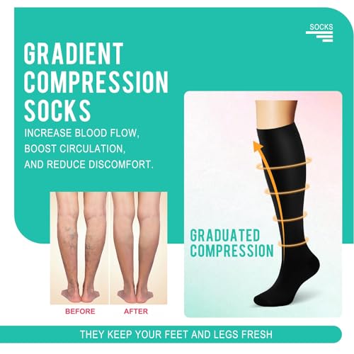 Hi Clasmix 5 Pairs Compression Socks for Women&Men-20-30mmhg Best for Circulation,Pregnancy,Media,Nurse,Running,Travel(5 Pairs Multicolor,Large-X-Large)