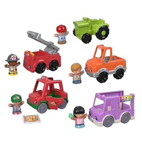Fisher-Price Little People Toddler Toys Around the Neighborhood Vehicle Set, 5 Cars & 5 Figures for Preschool Pretend Play Kids Ages 1+ Years