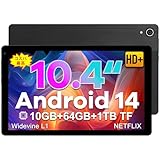 タブレット - HiGrace 10.4インチ Wi-Fiモデル 10GB+64GB+1TB拡張 8コアCPU 1.8GHz Widevine L1+GMS認証+Type-C充電+5000mAh アンドロイド タブレット BT5.3 顔認証 5MP+8MPカメラ 日本語説明書付き ブラック