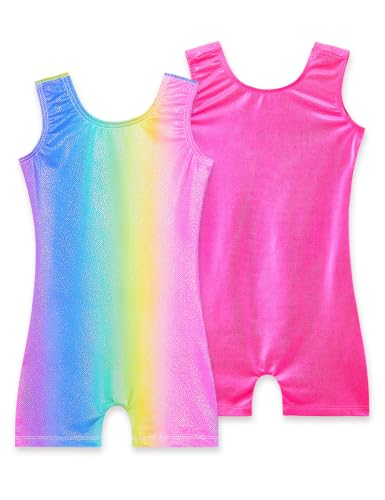 Image of 2 Pack Leotard for Girls Gymnastics Sparkly Sleeveless Unitards