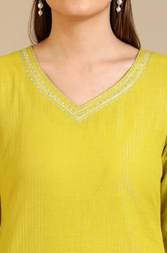 Image of Aurelia Women's Embellished Cotton Lurex Straight Kurta