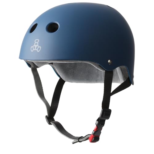 Image of Triple Eight The Certified Sweatsaver Helmet for Skateboarding, BMX, and Roller Skating, Navy Rubber, XL /XXL