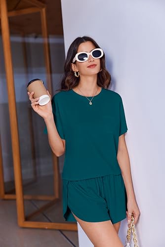 Image of Ekouaer Womens Pajama Sets Sexy Lounge Sets Side Split Short Pj Sets Cute Pjs 2 Piece Comfy Sleepwear Loungewear