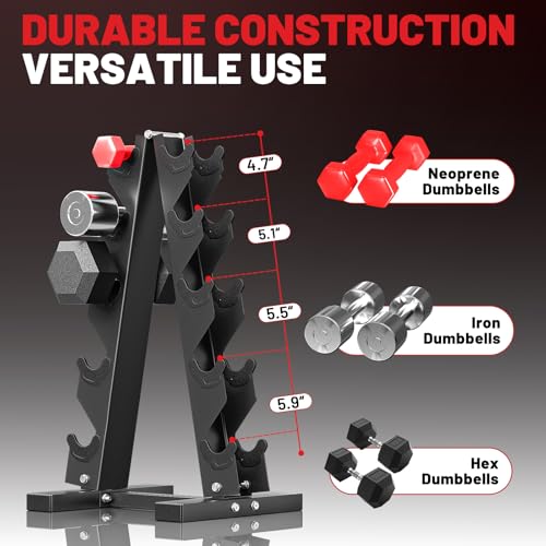 Image of A-Frame Dumbbell Stand, Dumbbell Barbell Storage & T Bar Row for Home Gym