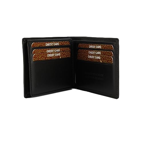 Vera Pelle Mens wallet Black Made In Italy Italian Leather 9 Credit cards + ID4
