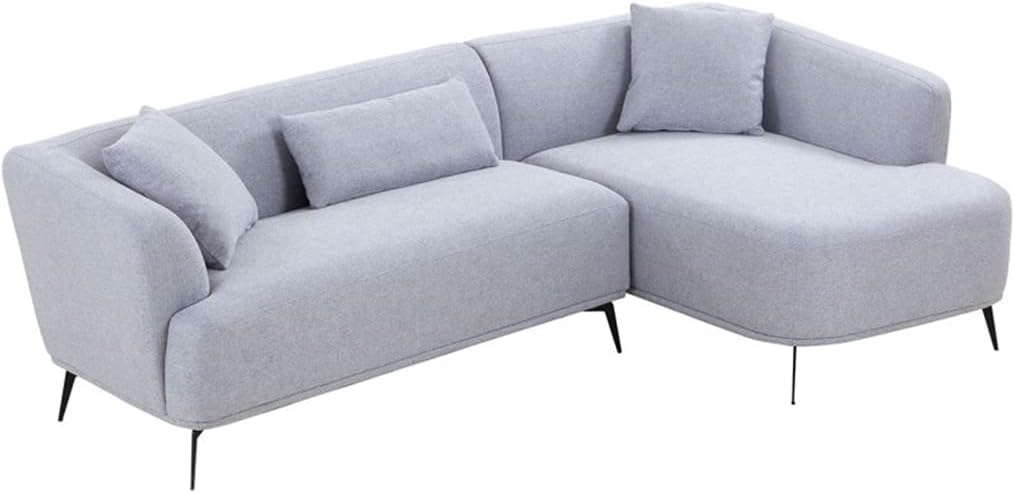 L-Shape Sectional Sofa Couch with Chaise,Metal Legs,Light Grey