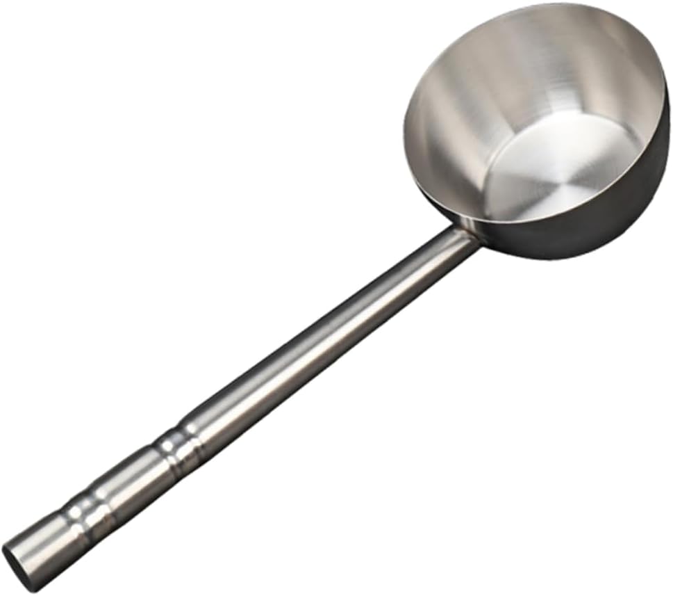 Stainless Steel Kitchen Water Scoop Long Handle Flat Base Ladle Multi Spoon Ergonomic Design Household Cooking Tool