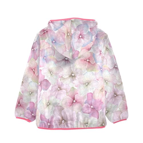 OTVEE Pink Hydrangea Flower Kids Hoodie Jacket Fall Spring Full Zip Warm Outwear Coat2