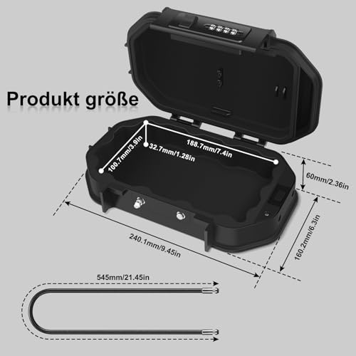 Diyife Tragbarer Tresor, Mini Tresor, IP68 Wasserdicht, 4 Stellig Zahlencode, Abnehmbare Kabel, Doppelverriegelung Schnittfest & Schlagfest, Silikonauskleidung, für Strand, Camping, Büro, Autos