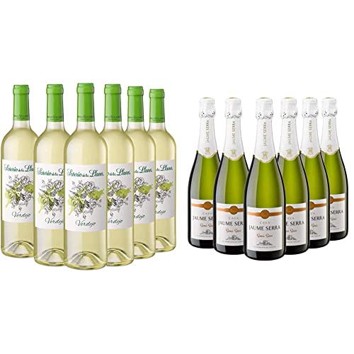 Señorío de los Llanos Verdejo - Vino Blanco - Caja de 6 Botellas x 750 ml + Jaume Serra - Cava Semi Seco - Caja de 6 botellas x 750 ml