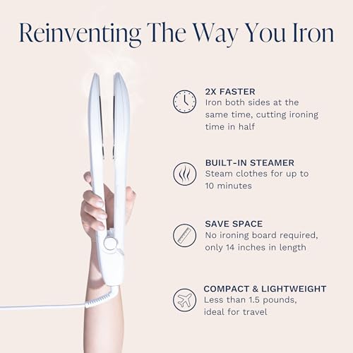 Nori Press Travel Steam Iron - Handheld Iron With Optional Steam Feature - No Ironing Board Required - Easy to Use w/ 6 Fabric Settings - Removes Wrinkles - User Manual Included -White
