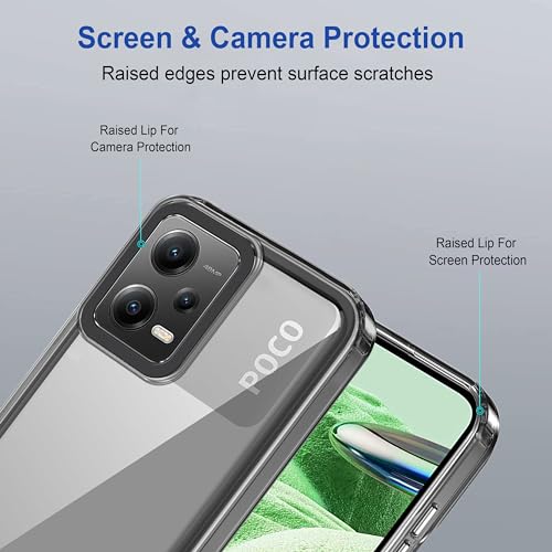 Image of Zapcase Back Case Cover for Poco X5 5G | Compatible for Poco X5 5G Back Cover | Case Cover with Camera Protection | (TPU + PC | Translucent Black)