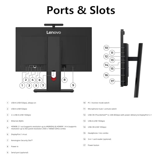 Image of Lenovo ThinkCentre M90a Gen 6 A.I. PC, 24 inch Touchscreen All-in-One Desktop, 24-core Intel Ultra 9 285, 32GB DDR5, 1GB SSD, Thunderbolt 4 + DisplayPort + HDMI, Wi-Fi 7, Wired KB&Mouse, Windows 11 Pro