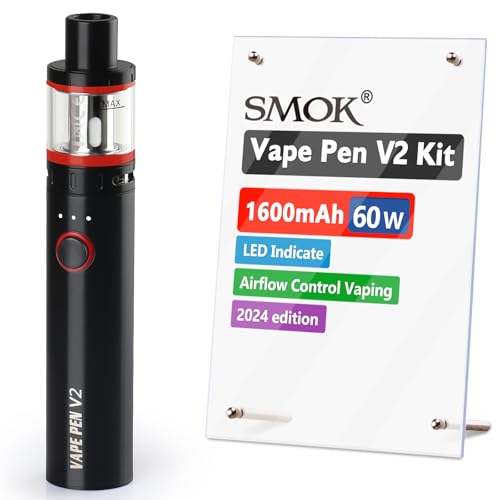 SMOK Vape Pen V2 E Cigarette Starter Vape Kit, 60W 1600mAh, TPD Compliant Ecig, 2ml No Nicotine (Black)