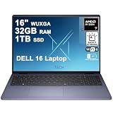 Dell 16 Laptop 16" WUXGA Anti-Glare AMD 8-core Ryzen 7 250 32GB RAM 1TB SSD Backlit ExpressCharge for Creator Designer Business Professional Work Win11