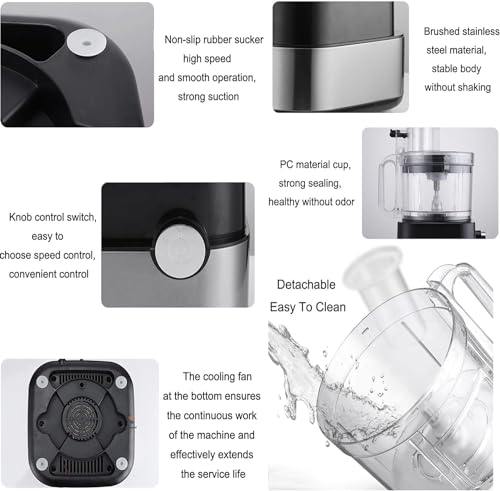 LVSEWOA Multifunktionale Küchenmaschine mit 9 Formen und Geschwindigkeitseinstellung – ideal für Karotten, Kartoffeln, Gurken, Schweinefleisch – effiziente Reinigung – 5000 ml Fassungsvermögen