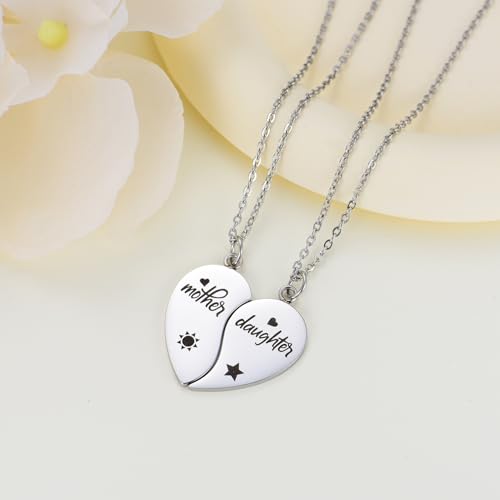 Image of Yonhon Mother Daughter Necklace Set for 4, Mom Daughter Matching Necklace for 4