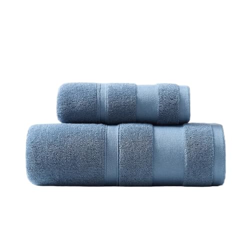 Toalla de mano y baño de algodón en juego combinado azul y blanco 2