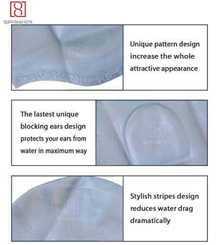 Image of Spanker Unisex Swim Cap with 3D Ear Protection, Durable Flexible Silicone Swimming Hat for Short /Long Hair with Ear Plugs&Nose Clip, Grey SSTP