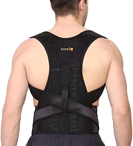 kossto Adjustable & Breathable Posture Corrector Back Brace Shoulder Support Trainer for Body Correction, Neck, Back and Shoulder Pain Relief for Women and Men Small Universal Size(waist26-32)
