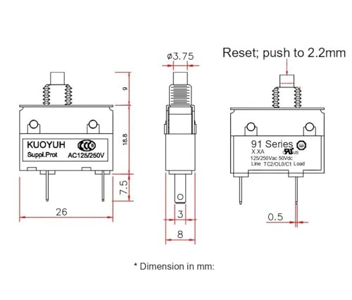 Interruptor de protección contra sobrecarga de alta sensibilidad serie 91 5A 5