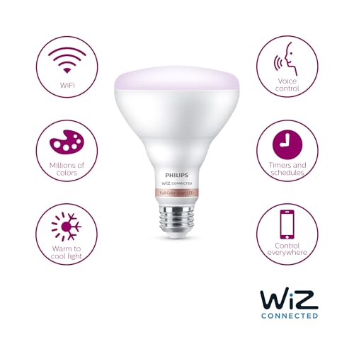 Philips Smart 65W BR30 Color LED Smart Bulb 4-Pack -E26- Indoor - Connects to Your Existing Wi-Fi - Control with Voice or App + Activate with Motion - Matter Compatible by PHILIPS - Used condition - Image 3