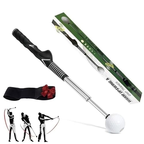 伸縮式ゴルフスイング練習器具 音付き 矯正グリップ コンパクト 携帯可能 自宅練習 室内対応 アームバンド付き 素振り ウォームアップ 飛距離アップ ヘッドスピードアップ 正確さ向上 スライス防止 ゴルフトレーナー 初心者 上級者 (黒)