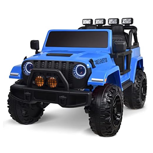 Joywhale 24V 2 Seater Kids Ride on Car Truck Battery Powered Motorized Easy-Drag 4WD, with 4x45W Powerful Engine, Soft Braking, Remote Control, Suspension&Free Car Cover, 2022 New Model, Deep Sea Blue