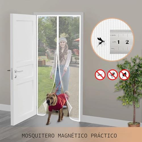 Miniatura 2 de Mosquitera Magnética Para Puerta, 140 X 210 Cm, Adecuada Para Balcones Y Ventanas, Color Blanco