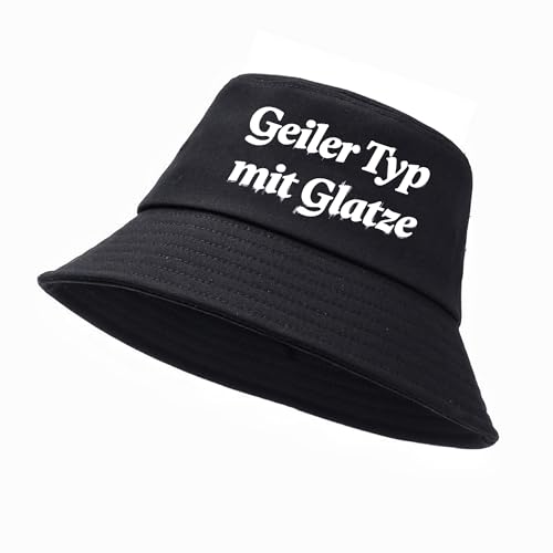 Fischerhut Geiler Typ mit Glatze Bucket Hat mit Motiv Fischerhut mit Spruch Mallor Lustiger Hut Bucket Hat Alkohol Feiern Party Junggesellen-Abschied Anglerhut Sommerhut Bier