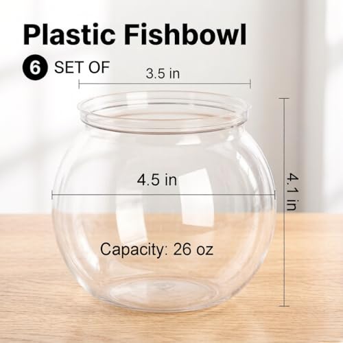 Okllen 6 Pack Plastic Ivy Bowls, 26 Oz Fish Bowl, Clear Unbreakable Bubble Ball Vases for Party Decor, Carnival Games, Candy, Table Centerpiece, BPA Free by Okllen - Image 2