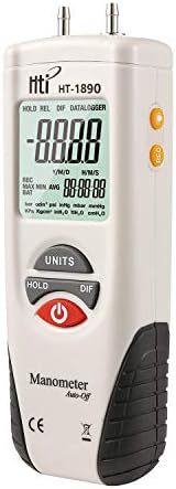Hti-Xintai Digital Manometer, Dual Port Air Pressure Meter Pressure Gauge HVAC Gas Tester, Large LCD Display with Backlight, Basic