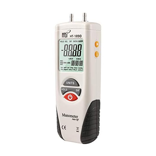 Hti-Xintai Digital Manometer, Dual Port Air Pressure Meter Pressure Gauge HVAC Gas Tester, Large LCD Display with Backlight, Basic