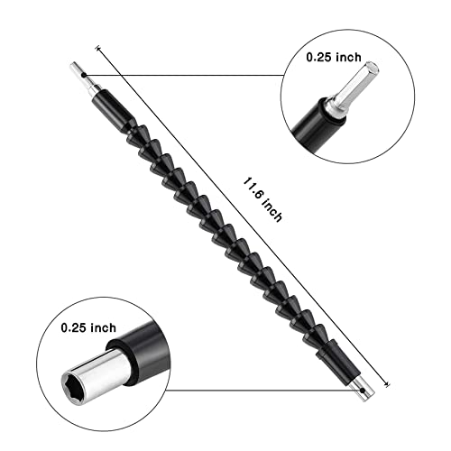Flexible Drill Bit Extension Kits,Include:11.6 Inch Bendable Flexible Shaft Extension,105 Degree Right Angle Screwdriver Attachment And 10Pcs Screwdriver Bit Kit #TOP2