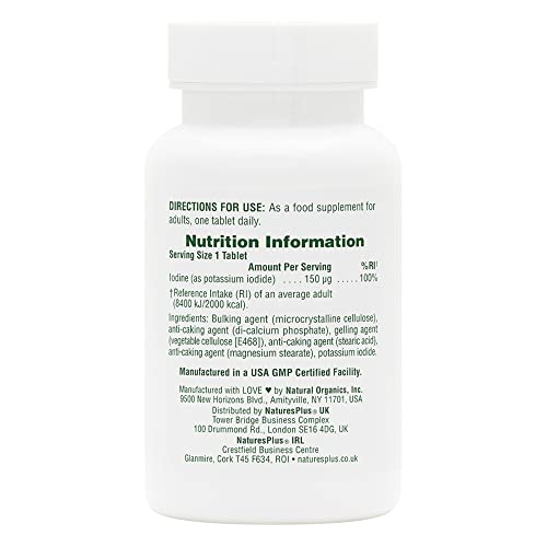 Naturesplus Potassium Iodide - 150 Mcg, 100 Vegan Tablets - Thyroid Support Supplement, Supports Respiratory Health - Vegetarian, Gluten Free - 100 Servings #TOP1