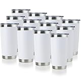 DOMICARE Vaso de acero inoxidable con tapa, doble pared aislada al vacío taza de viaje, taza de café con recubrimiento en polvo