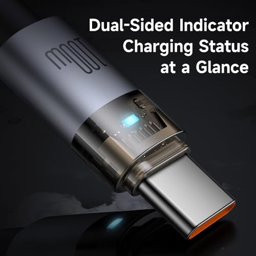 Image of mcdodo 100W USB-C to USB-C Charging Cable with Flashing Light 4ft, Nylon Braided USBC to C Fast Charging Cable Fit for iPhone 16 15 Pro ProMax Plus, Galaxy S23 /S22+Ultra, iPad, MacBook(Black)
