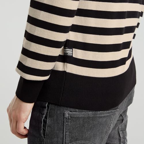 Miniatura 6 de G-Star Para Hombre Stripe Knitted Sweater, Multicolor Dk Black Whitebait Stripe D25155-D840-G738 , Xxl