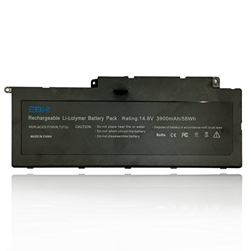 EBK 14.8V 58WH F7HVR Laptop Battery (8 Cells),for Dell Inspiron 15 17 Series 7537 7737,fit for F7HVR / 062VNH / Y1FGD / G4YJM / T2T3J-1 Year Warranty