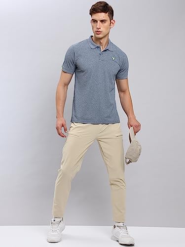 Image of TECHNOSPORT Men's Polyester Slim Fit Self-Design Short Sleeve Polo Matpiq T-Shirt with Anti Microbial, Techno Dry for Regular and Casual Use