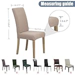 Dining Chair Cover,Dining Room Chair Covers Set of 4,Jacquard Stretch Kitchen Chair Cover,Detachable Washable Dining Chair Cover,Parsons Chair Slipcovers Protective,for Home,Restaurant,Banquet(Khaki) - Image 5