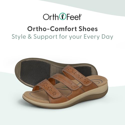 Image of Orthofeet Women's Orthopedic Sahara Adjustable Three-Strap Slide Sandal
