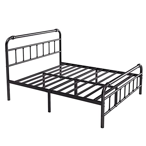 Bosrii Queen Size Bed Frame With Headbaord And Footboard, 18 Inches High, 3500 Pounds Heavy Duty Metal Slats Support For Mattress, No Box Spring Needed, Noise-Free, Black #TOP6