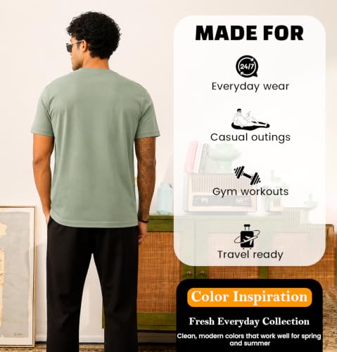 Image of Sleepynuts Men's Everyday Wear Crew Neck Regular Fit T-Shirt | Half Sleeve Solid Plain Casual T-Shirt for Men | Soft Breathable Fabric |